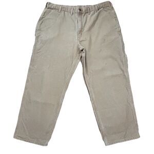Carhartt Pants Brown Carpenter Duck Canvas Workwear Dungaree Fit B11 Men's 44x30